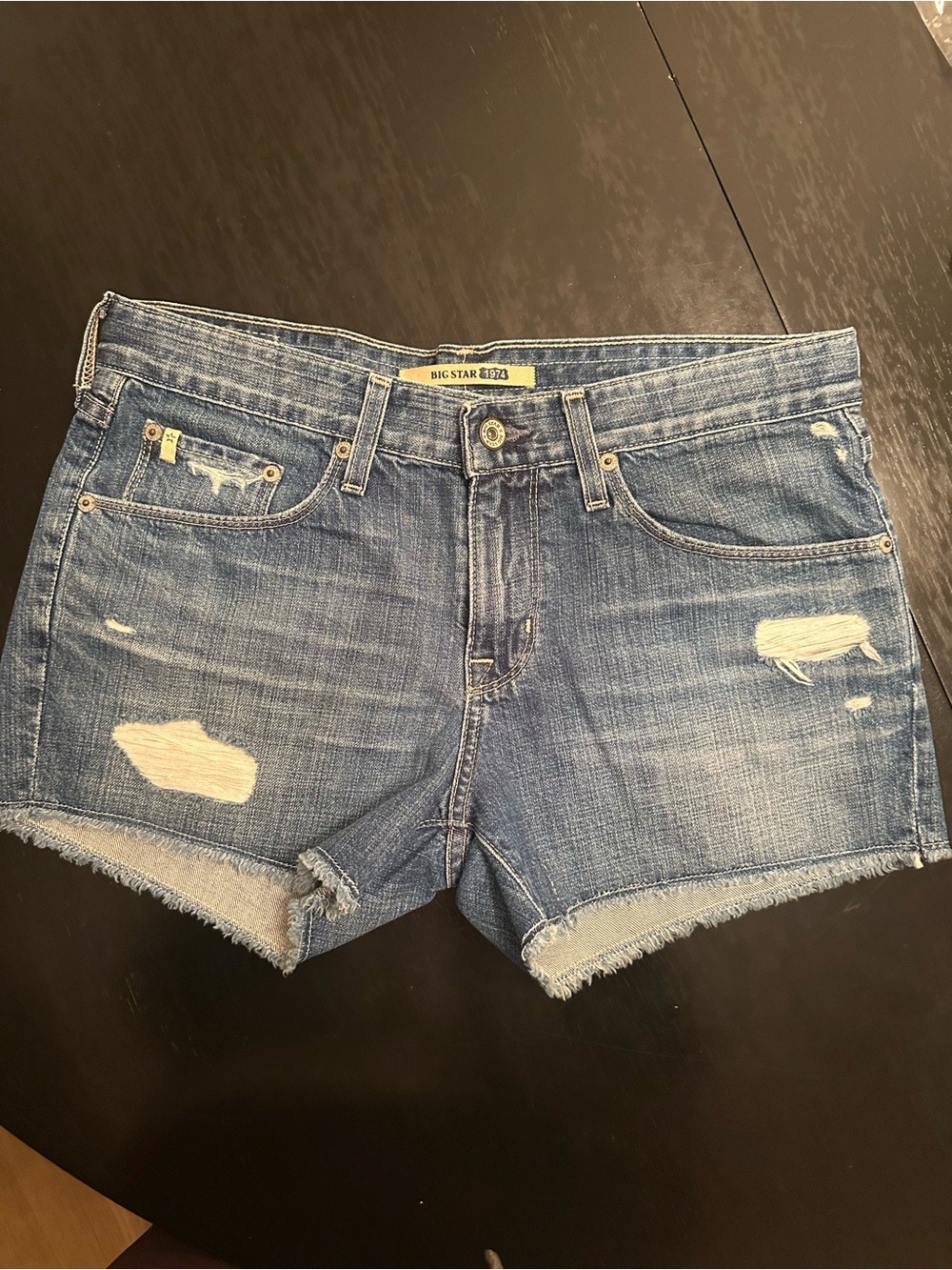 BIG STAR 1974 CUT OFF DENIM SHORTS DISTRESSED FRONT WOMENS SZ 27
